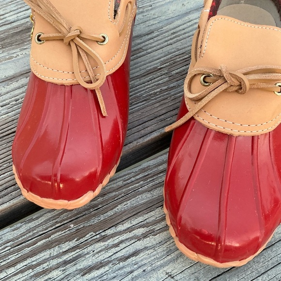 Sporto Women’s Duck Rain Shoes Size: 7 Slip-on Color: Red And Brown Waterproof - Picture 9 of 9